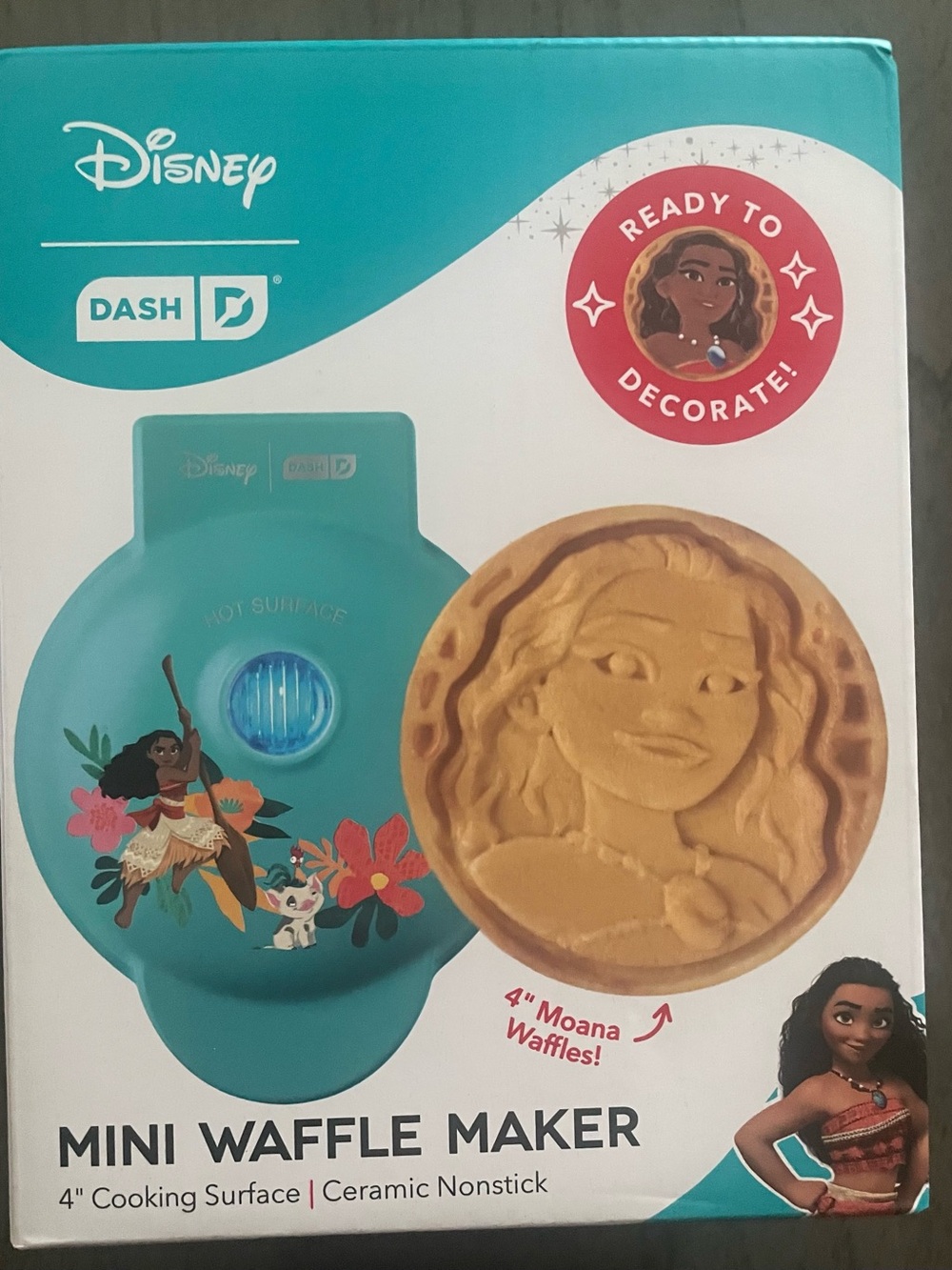 New Disney Dash Moana Mini Waffle Maker in Teal